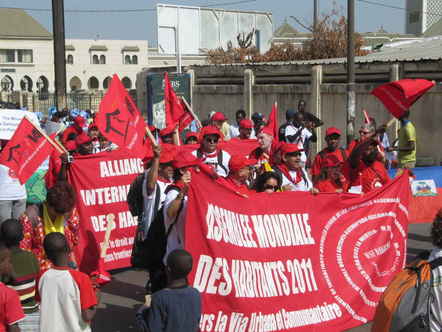 .Hundreds of organizations marched through the streets of Dakar