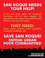 Philippines, Call for Support re San Roque Fire